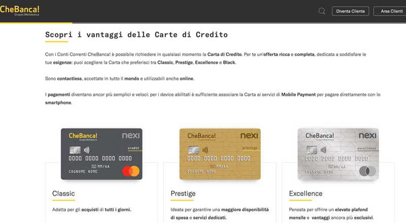 Carta di credito Classic CheBanca