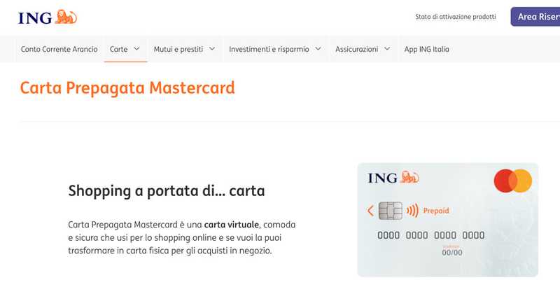 Carta prepagata Mastercard ING