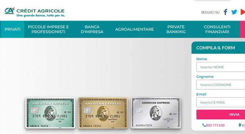 Carta di credito Oro American Express Crédit Agricole