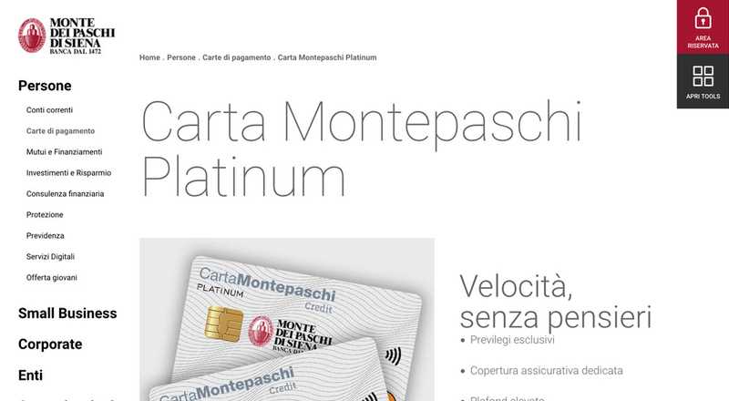 Carta di credito Montepaschi Platinum MPS Monte dei Paschi di Siena