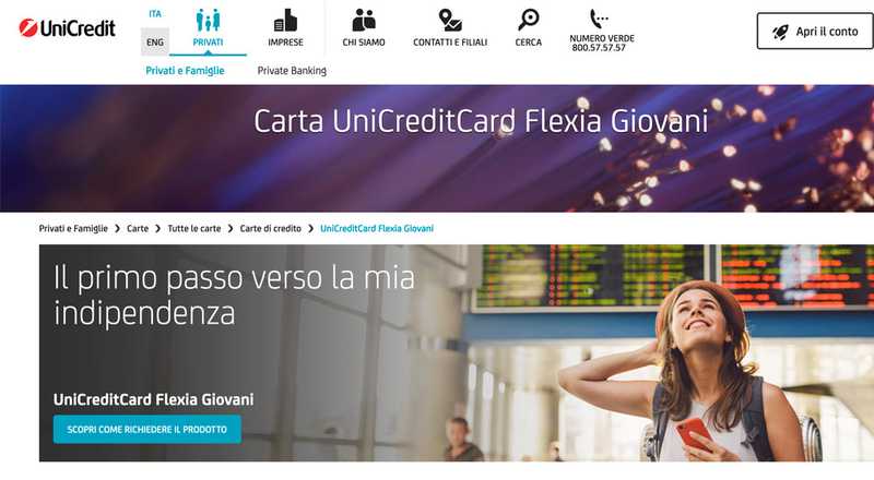 Carta di credito UniCreditCard Flexia Giovani UniCredit