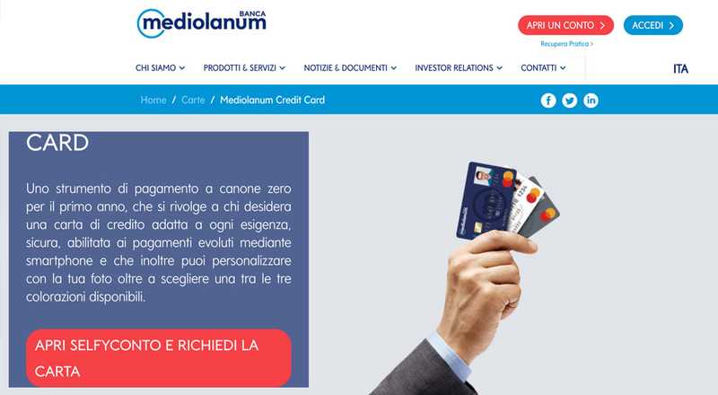 Carta di credito Credit Card Banca Mediolanum