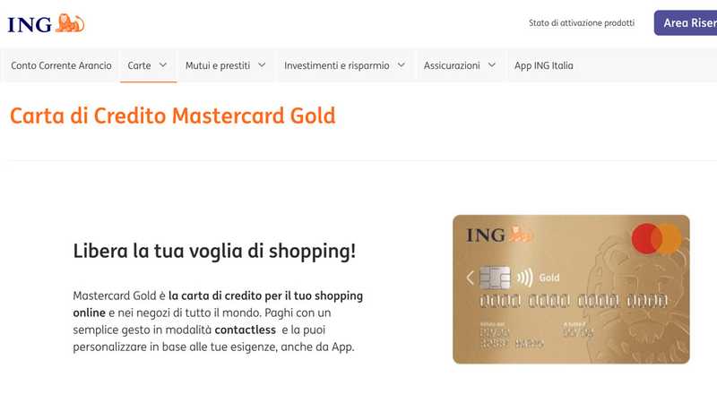 Carta di credito Mastercard Gold ING