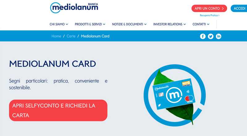 Carta di debito Card Banca Mediolanum