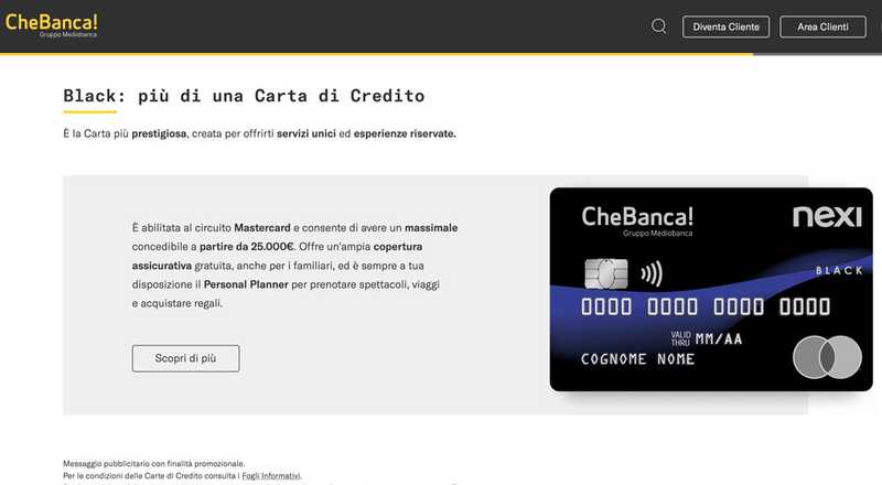 Carta di credito Black CheBanca