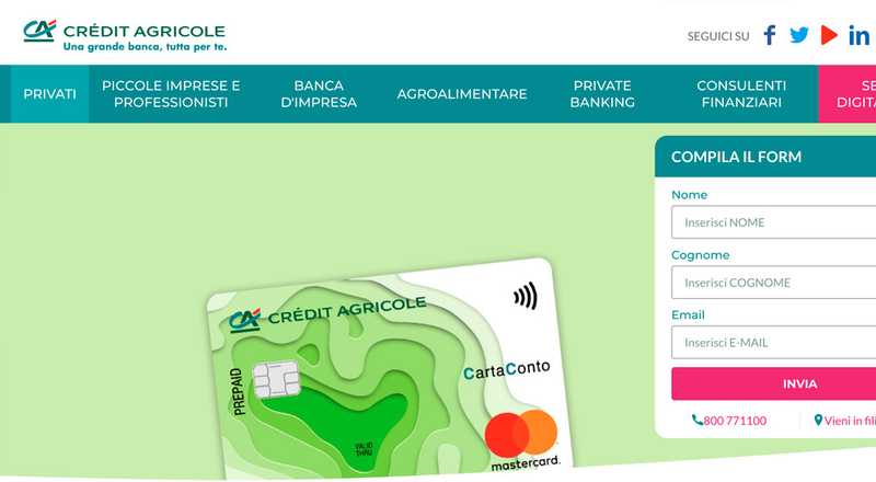 Carta prepagata CartaConto Crédit Agricole