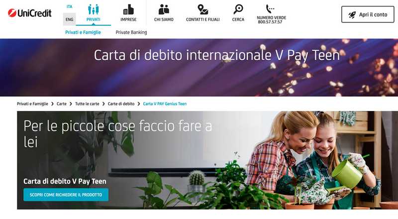 Carta di debito V Pay Genius Teen UniCredit