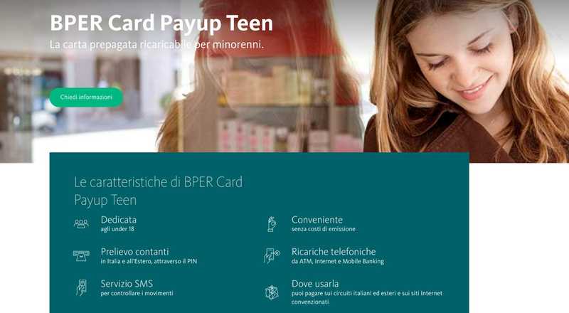 Carta prepagata BPER Card Payup Teen BPER Banca